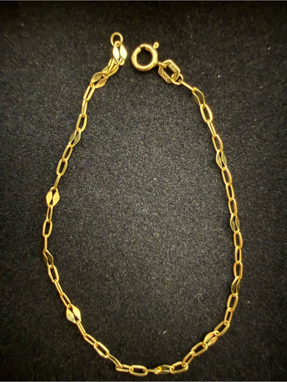 10k Solid Gold Paperclip + Mirror 2.5mm Bracelet